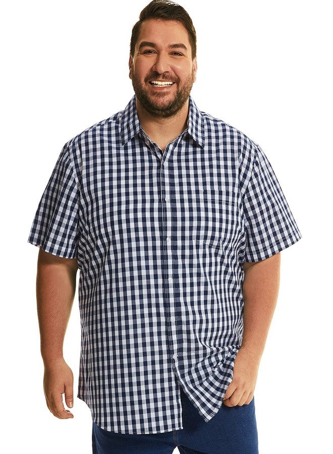 HOdo Big and Tall Mens Cotton Button Down Shirt Navysquare 5XL - Image 2